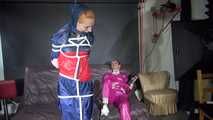 Ronja tied and gagged by stella in shiny nylon rainwear 