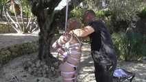  Zonah Bellum hogtied in the backyard