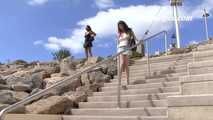 063001 Paulina Pees On The Harbour Steps