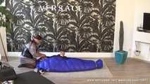 Mercy - being caught in the blue shiny nylon sleepingbag