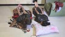 Elvina & Xenia - intruder visit and double hogtie (video)