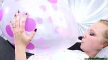 Blow2Pop clear U16 purple polka dot balloon