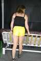 Watch Pia in her special yellow shiny nylon Shorts