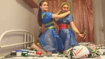 [From archive] Dana & Mishel - Mishel hogtaped on the bed by Dana (video)