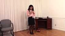 Secretary Strips Naked on Command - Encore of Asian cutie Jacky Fay-Lynn