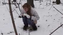 110001 Pretty Student Alicia Pees In The Snow