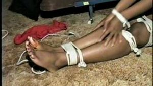 BLACK STUDENT TAPE GAGGED, TOE TIED HOSTAGE (D19-7)