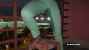 Desperation pee on public balcony