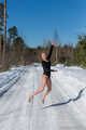 Claudia barefoot in snow