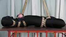 Black crotchless catsuit bondage