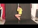 Watching sexy ALINA wearing a sexy black shiny nylon shorts trying out pole dance (Video)