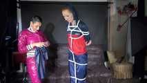 Ronja tied and gagged by stella in shiny nylon rainwear 