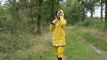 Miss Petra goes for a walk in friesennerz, yellow rain dungarees and rubber boots (looped version)