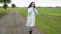 Miss Amira in Lepper nylon rain gear and transparent rain suit with Ilse Jacobsen coat