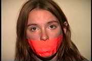 24 Yr OLD CRAFTER IS  CLEAVE GAGGED, TIES HERSELF WITH TAPE, STUFFS HER OWN MOUTH, TAPE GAGS HERSELF, HANDCUFFS HERSELF, IS HANDGAGGED WHILE WEARING A SEXY BIKINI (D73-4)