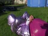 Watch Sandra being bound and gagged in her shiny nylon Downjacket