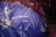 Sexy Sandra during her shaving cream action in the shower wearing a sexy blue shiny nylon rain pants and a shiny nylon purple rain jacket (Pics)