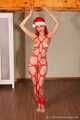 Morrigan - Red-haired girl in Santa’s hat pampers guys with bondage session