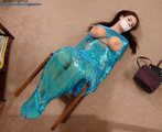 Blue Mood - Alexis Taylor in Plastic-Wrap Mummification