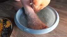 Washing feet after crushing