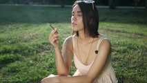 Outdoor smoking with Vegetarian girl