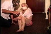 50 Yr OLD REAL ESTATE AGENT GETS MOUTH STUFFED, VET TAPE WRAP GAGGED, BAREFOOT, BALL-TIED, TOE-TIED, HANDGAGGED, GAG TALKING AND NECK AND BODY TICKLED (D74-13)