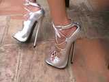 7 inch high heels dangling