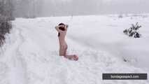 Naked barefoot Greta is tightly bound in snow - Part 1