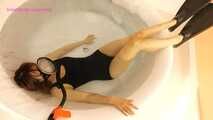 Xiaoyu Wearing Diving Gear in Bathtub