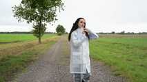 Miss Amira in Lepper nylon rain gear and transparent rain suit with Ilse Jacobsen coat