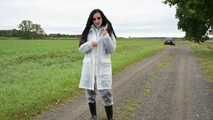 Miss Amira in Lepper nylon rain gear and transparent rain suit with Ilse Jacobsen coat