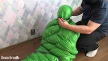 Green sleeping bag bondage and breathplay