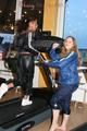 Stella and Leonie during their workout on the treadmill both wearing shiny nylon rainwear (Pics)