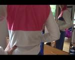 Mara dressing her up with a new supersexy shiny nylon bib oberall and a rain jacket (Video) 