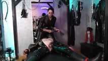 Studio session with masoslave Cbt, electricity, Inhale, he squirts on the rubber boots