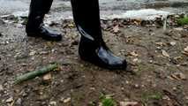 Hunter boots peeping by the wild wanker at the lake