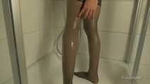 In the shower with strapless nylons