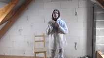 Miss J handcuffed and gagged in 2 layers of KWAY raingear, hard gagged and hooded