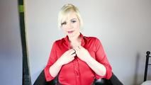 Buttoned-up in red masturbation