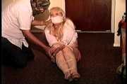 50 Yr OLD REAL ESTATE AGENT GETS MOUTH STUFFED, VET TAPE WRAP GAGGED, BAREFOOT, BALL-TIED, TOE-TIED, HANDGAGGED, GAG TALKING AND NECK AND BODY TICKLED (D74-13)