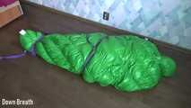 Green sleeping bag bondage and breathplay