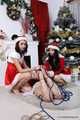 Lucky & Nelly & Xenia  - Santa's naughty little helpers unwrap presents and enjoy hogtie action