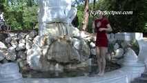 045005 Julia Performs A Peeing Exhibition In The Fountain