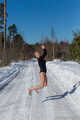 Claudia barefoot in snow