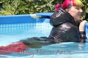 Mara sunbathing and swimming wearing supersexy crazy sensation shiny nylon downwear (Pics)