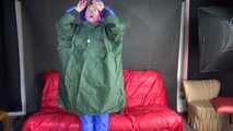 ***SEXY PIA*** wearing different shiny nylon rainwear, putting them on and feeling comfortable in it (Video)