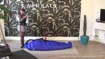 Mercy - being caught in the blue shiny nylon sleepingbag