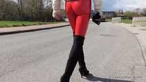 Red Vinyl Leggings and Overknees, 5th part