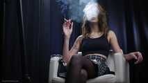 19 years old brunette is smoking 100mm cork cigarette 