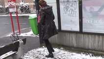 118011 Cynthia Vellons Pees At The Bus Stop
